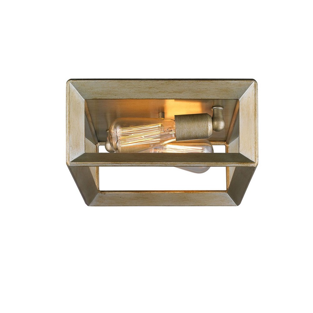 Golden Lighting-2073-FM WG-Smyth - 2 Light Flush Mount in Contemporary style - 5.5 Inches high by 11.5 Inches wide   White Gold Finish